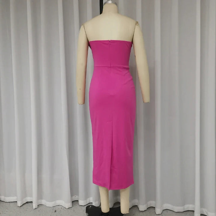 Sheina - Chic Pleated Strapless Midi Dress